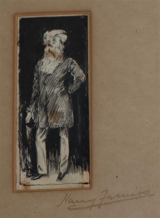 Harry Furniss (1854-1925), two pen and ink sketches, Fagin and one other figure, 8 x 5.5cm and 9 x 4cm